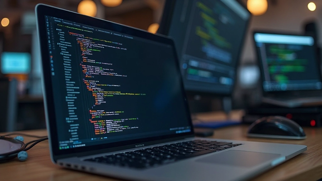 Экран ноутбука с кодом Python на чёрном фоне